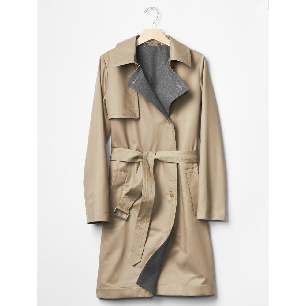Gap Women's XXL Modern Trench Coat In Driftwood Beige Classic Lined‎ Stretch
